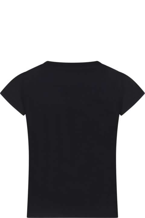 GCDS Mini T-Shirts & Polo Shirts for Girls GCDS Mini Black T-shirt For Girl With Logo