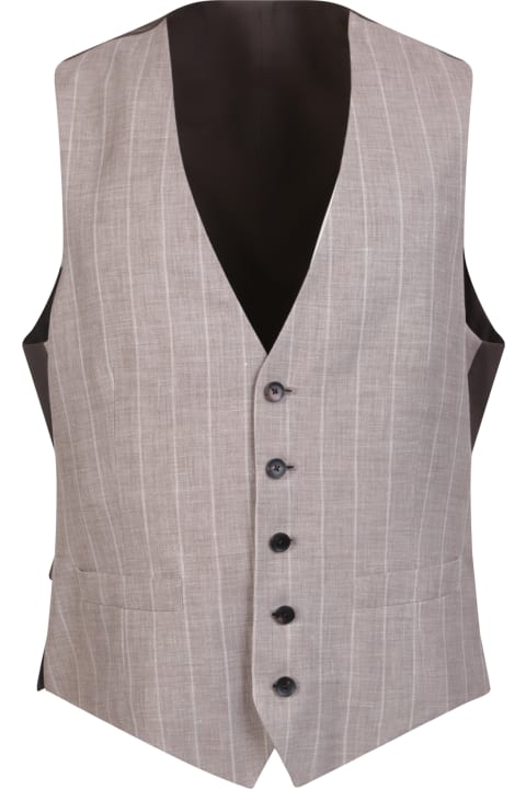 Lardini Coats & Jackets for Men Lardini Brown Striped Waistcoat