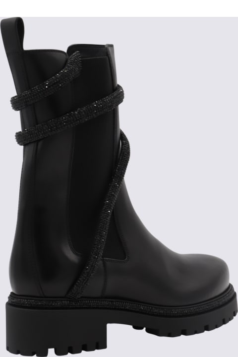 René Caovilla Boots for Women René Caovilla Black Leather Cleo Ankle Boots