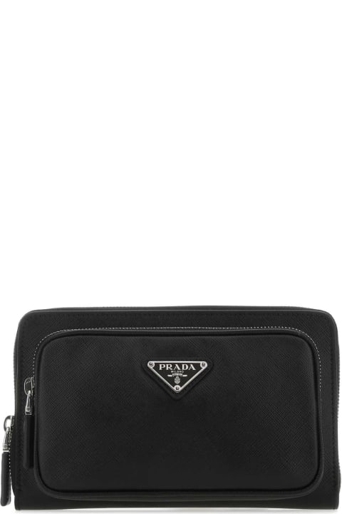 メンズ ショルダーバッグ Prada Black Leather Crossbody Bag
