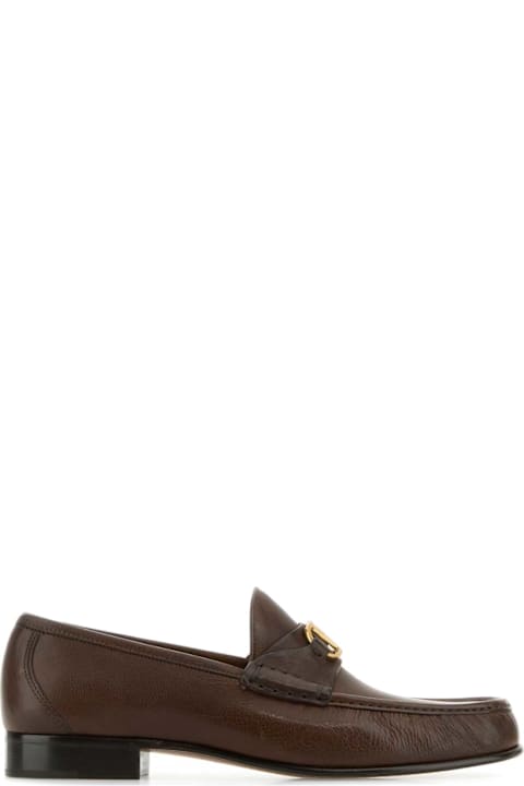 Homeware Valentino Garavani Brown Leather Vlogo Loafers