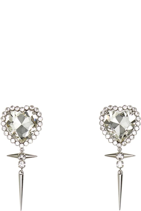 Jewelry Sale for Women Alessandra Rich Silver Metal Heart Earrings