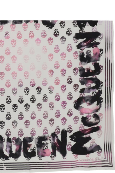 Alexander McQueen Scarves & Wraps for Women Alexander McQueen Biker Watercolour Graffiti Print Scarf