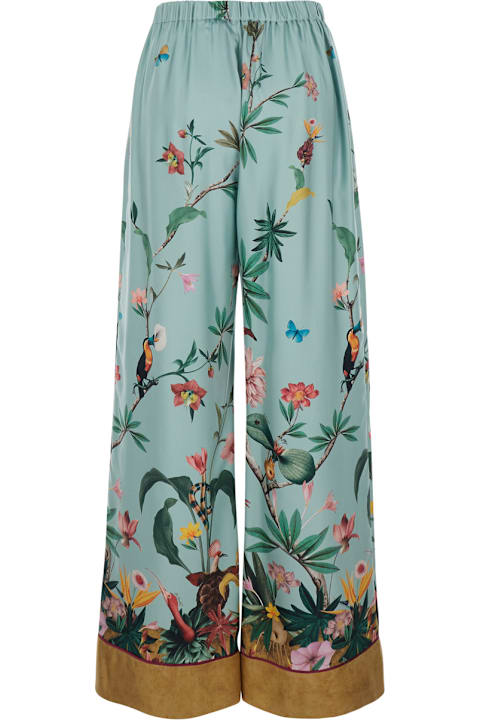 La DoubleJ for Men La DoubleJ Multicolor Pants With Rear Elastic Waist And All-over Floral Motif In Silk Woman