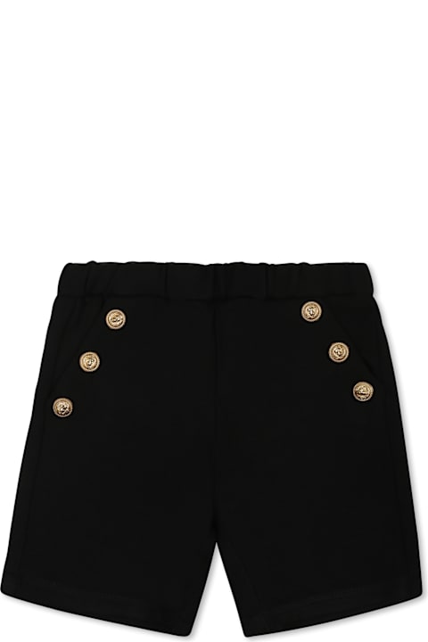 Balmain Bottoms for Baby Boys Balmain Black Shorts For Baby Boy With Logo