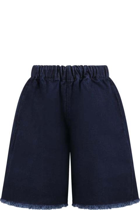 Blue Shorts For Girl With Logo Patch
