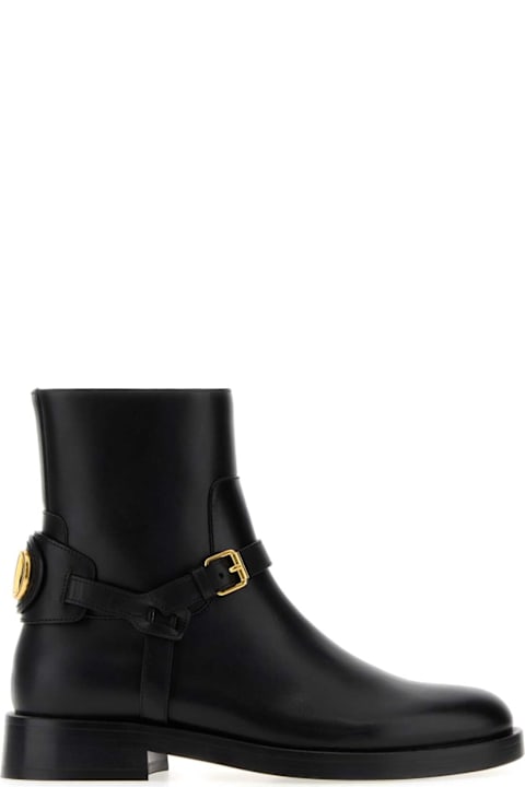 أدوات منزلية Valentino Garavani Black Leather Vlogo Signature Ankle Boots