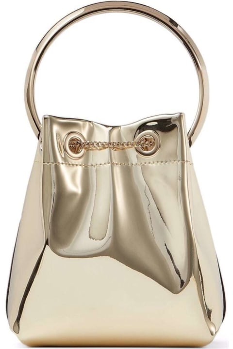 Fashion for Women Jimmy Choo 'bon Bon' Mini Gold-tone Handbag With Metal Bracelet Handle In Mirror Fabbric Woman
