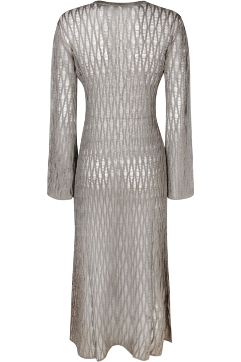 Federica Tosi Dresses for Women Federica Tosi Silver Long Perforated Knit Dress