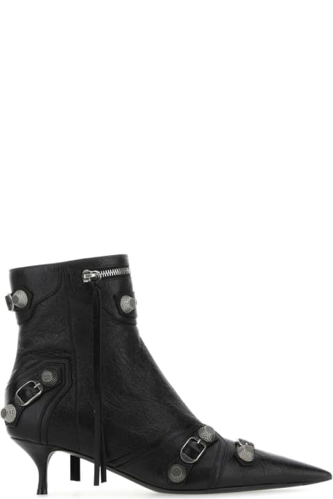 Balenciaga Boots for Women Balenciaga Black Leather Cagole Ankle Boots
