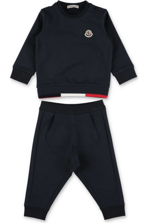 ベビーボーイズのセール Moncler Moncler Completo Blu Navy Con Felpa E Pantaloni In Cotone Baby Boy