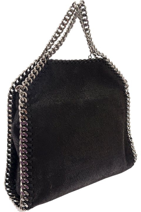 Stella McCartney Totes for Women Stella McCartney '3chain' Mini Black Tote Bag With Logo Engraved On Charm In Faux Leather Woman