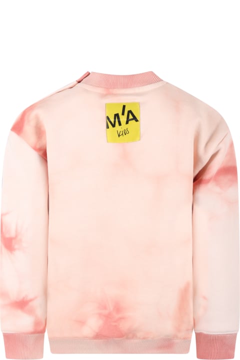 Pink Sweatshirt For Girl With Black Logo