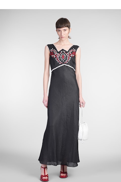 Homeware Holy Caftan Athina Long Dress In Black Linen