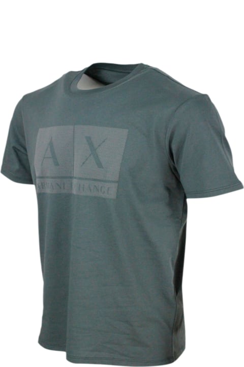 Armani Collezioni Topwear for Men Armani Collezioni Short-sleeved Crew-neck T-shirt With Three-dimensional Logo On The Chest