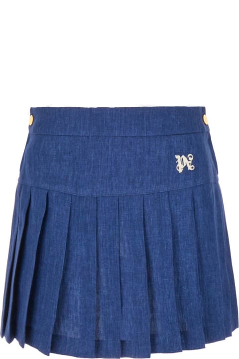 Palm Angels Skirts for Women Palm Angels Logo-embroidered Pleated Mini Skirt