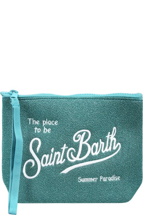 MC2 Saint Barth for Kids MC2 Saint Barth Green Clutch Bag For Girl With Logo