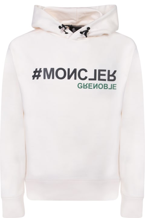 メンズ Moncler Grenobleのフリース＆ラウンジウェア Moncler Grenoble Logoed Hoodie In White