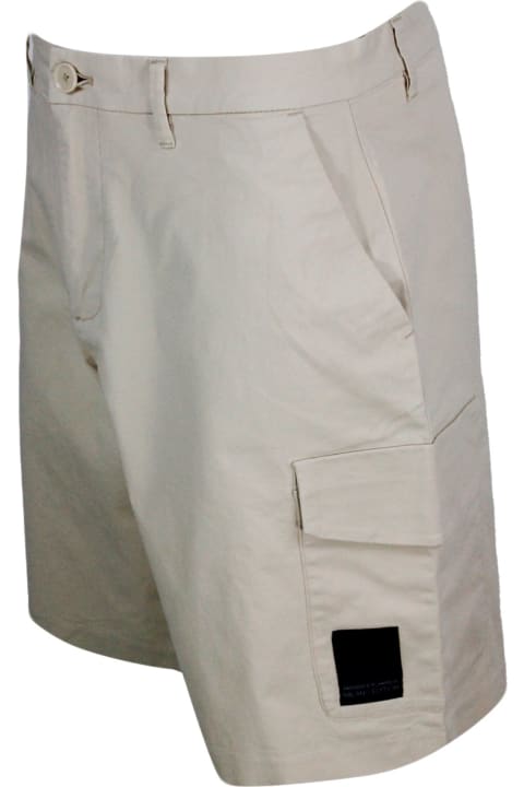 Armani Collezioni for Kids Armani Collezioni Stretch Cotton Bermuda Shorts, Cargo Model With Large Pockets On The Leg And Zip And Button Closure