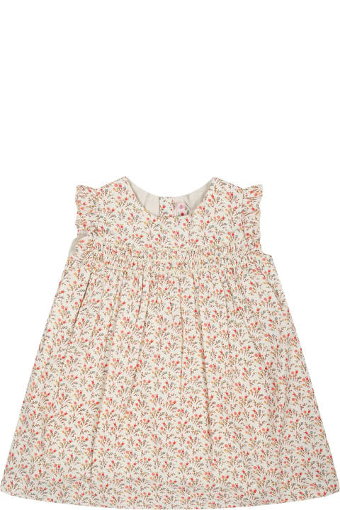 Fashion for Kids Bonpoint Beige Dress For Baby Girl With Floral Pattern