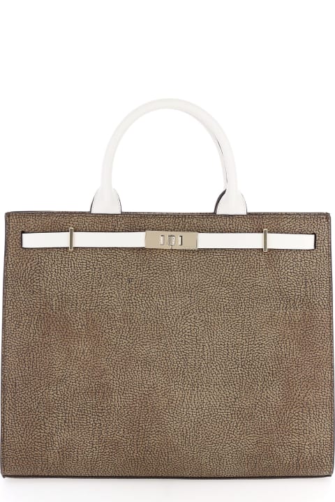 Tote Bag With Op Motif And Contrasting Details