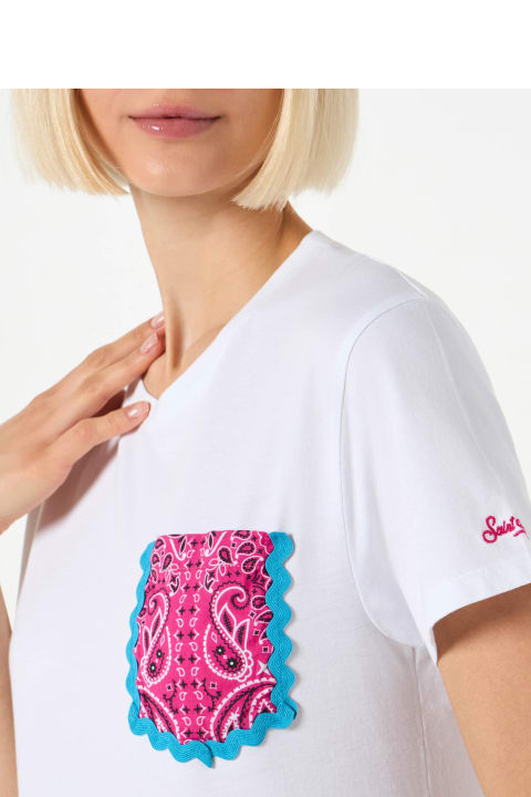 MC2 Saint Barth Topwear for Women MC2 Saint Barth Woman Cotton T-shirt With Bandanna Print Pocket