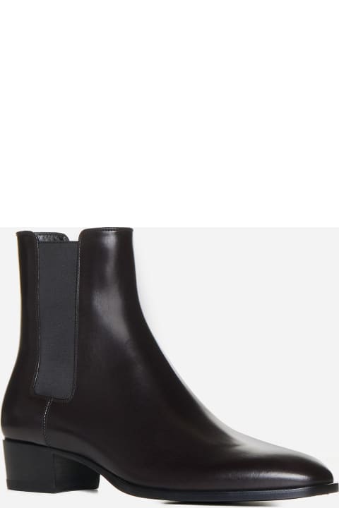 Boots for Men Saint Laurent Wyatt Leather Chelsea Boots