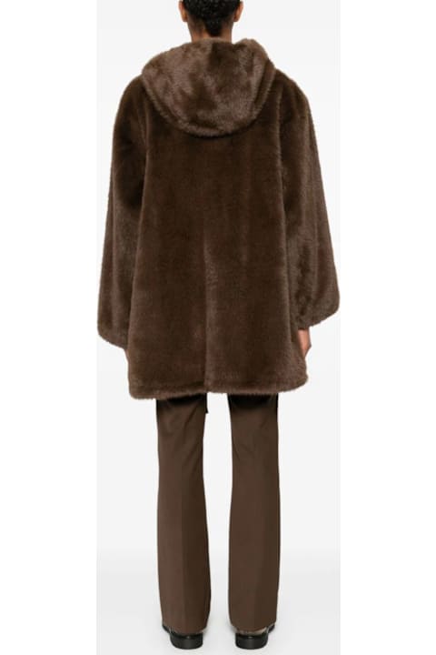 Fashion for Women Parosh Cedar Brown Faux-fur Design Pathos Coat