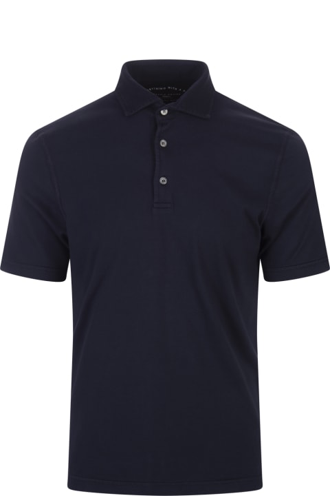 Fedeli for Men Fedeli Dark Blue Light Cotton Piquet Polo Shirt