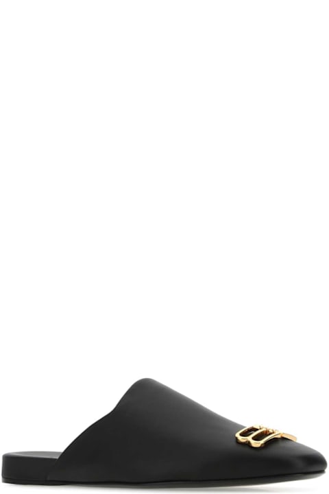 Balenciaga Shoes for Men Balenciaga Black Leather Cosy Bb Slippers