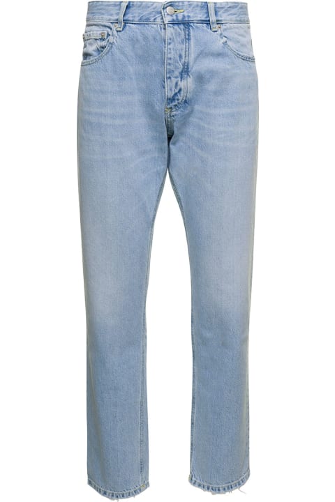 'kanye' Light Blue 5-pocket Jeans With Logo Patch In Cotton Denim Man