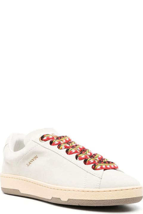 Shoes for Women Lanvin White Suede Lite Curb Sneakers