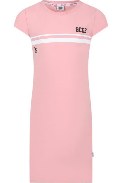 Dresses for Girls GCDS Mini Pink Dress For Girl With Logo