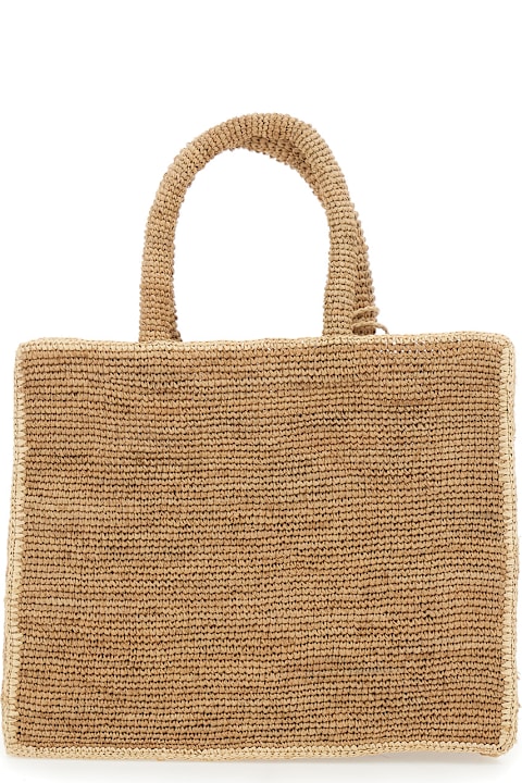 MC2 Saint Barth لـ Kids MC2 Saint Barth 'colette' Beige Handbag With Logo Lettering Embroidery On The Front And Tassel Detail In Rafia Girl