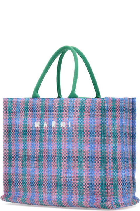 メンズ Marniのトートバッグ Marni Multicolor Raffia Big Shopping Bag