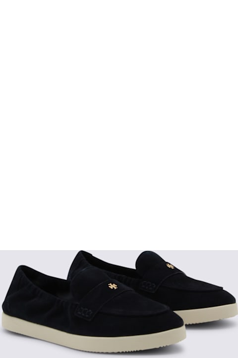 Tory Burch Navy Suede Loafers