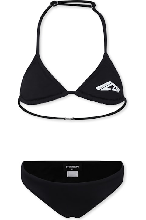 Dsquared2 Swimwear for Girls Dsquared2 Black Bikini For Girl With Logo