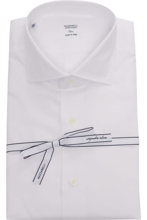 メンズ Mazzarelliのシャツ Mazzarelli Camicia In Cotone Slim Fit Da Uomo Con Colletto Classico E Abbottonatura Frontale.