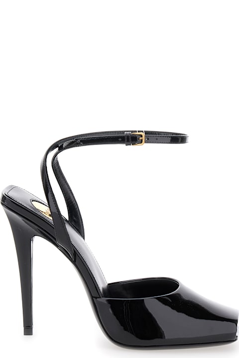 New Season Shoes for Women Saint Laurent 'le Scandale' Black Pumps With Ankle Strap In Patent Leather Woman