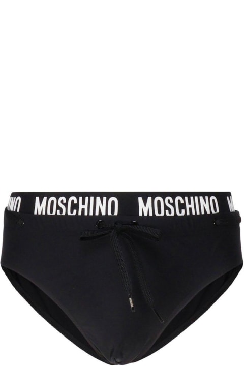 Moschino for Men Moschino Logo Waistband Drawstring Swim Briefs
