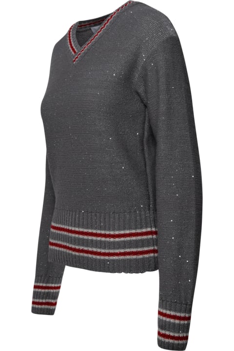 MSGM Sweaters for Women MSGM Grey Wool Blend Varsity Sweater