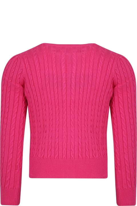 Sweaters & Sweatshirts for Girls Ralph Lauren Fuchsia Cardigan For Girl With Pony
