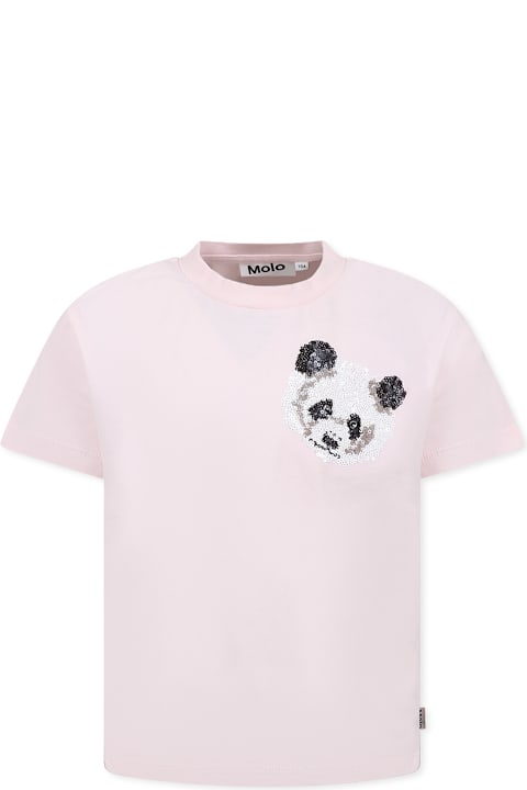 Homeware Molo Pink T-shirt For Girl With Panda