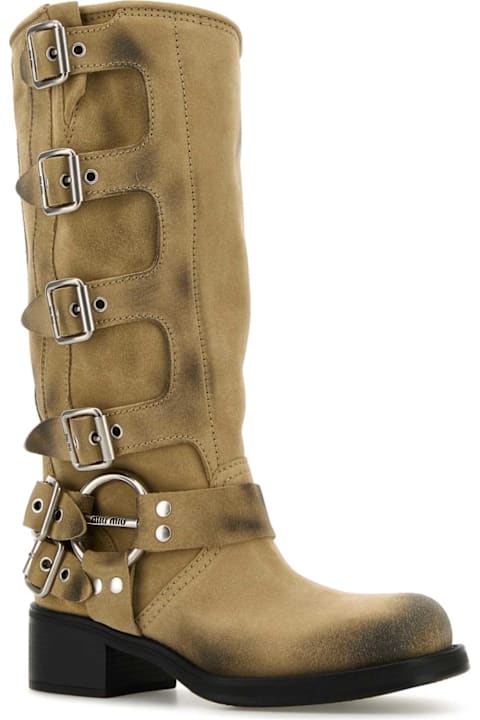 Miu Miu Sale for Women Miu Miu Beige Suede Boots