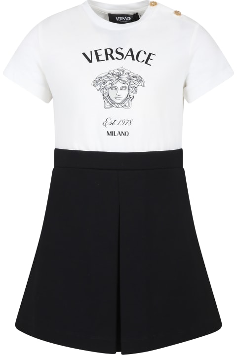 Versace فساتين لـ بنات Versace Black Dress For Girl With Logo And Medusa