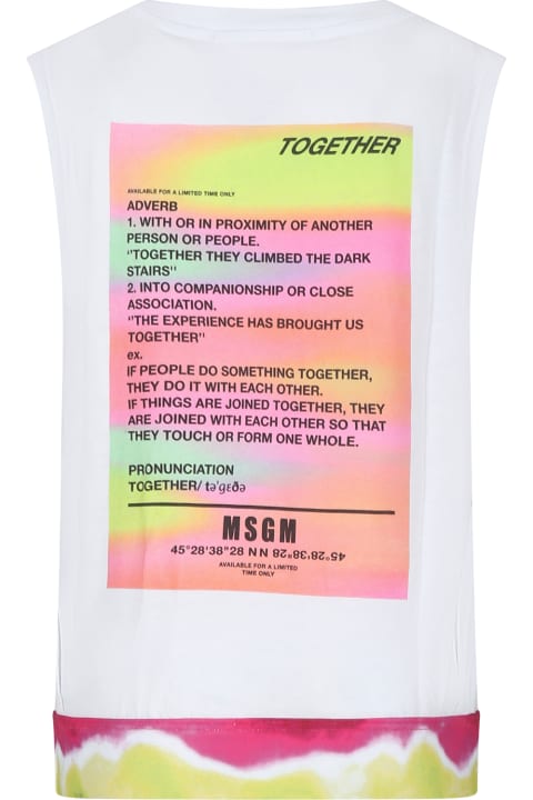 Fashion for Kids MSGM White T-shirt For Girl With Logo And Print