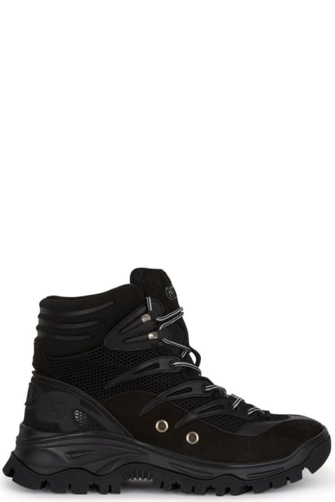 Gucci Boots for Men Gucci Mesh Panelled Lace-up Boots