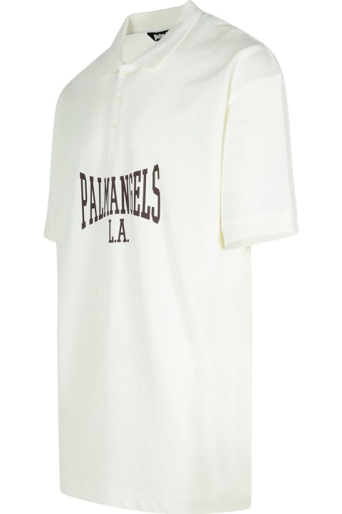 Palm Angels for Men Palm Angels 'college' White Cotton Polo Shirt