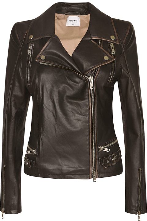 Coats & Jackets for Women S.W.O.R.D 6.6.44 Fitted Cropped Biker Jacket