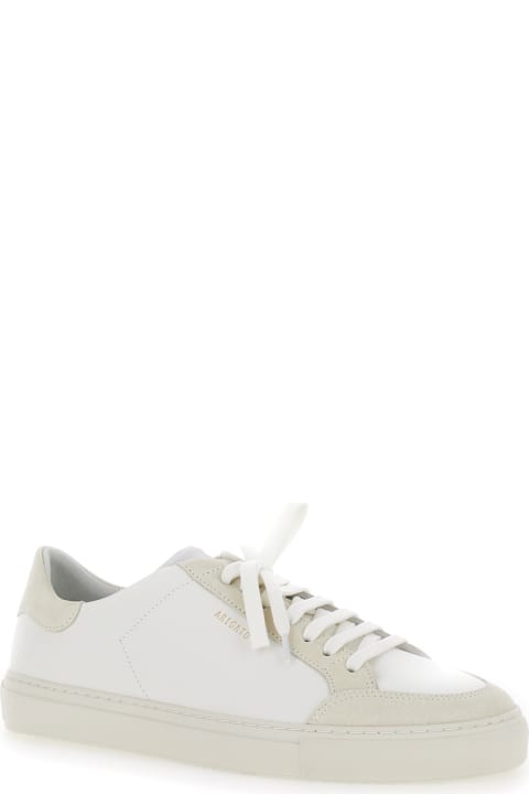 Sneakers for Men Axel Arigato 'clean 90 Triple' White Low Top Sneakers With Laminated Logo In Leather And Suede Man